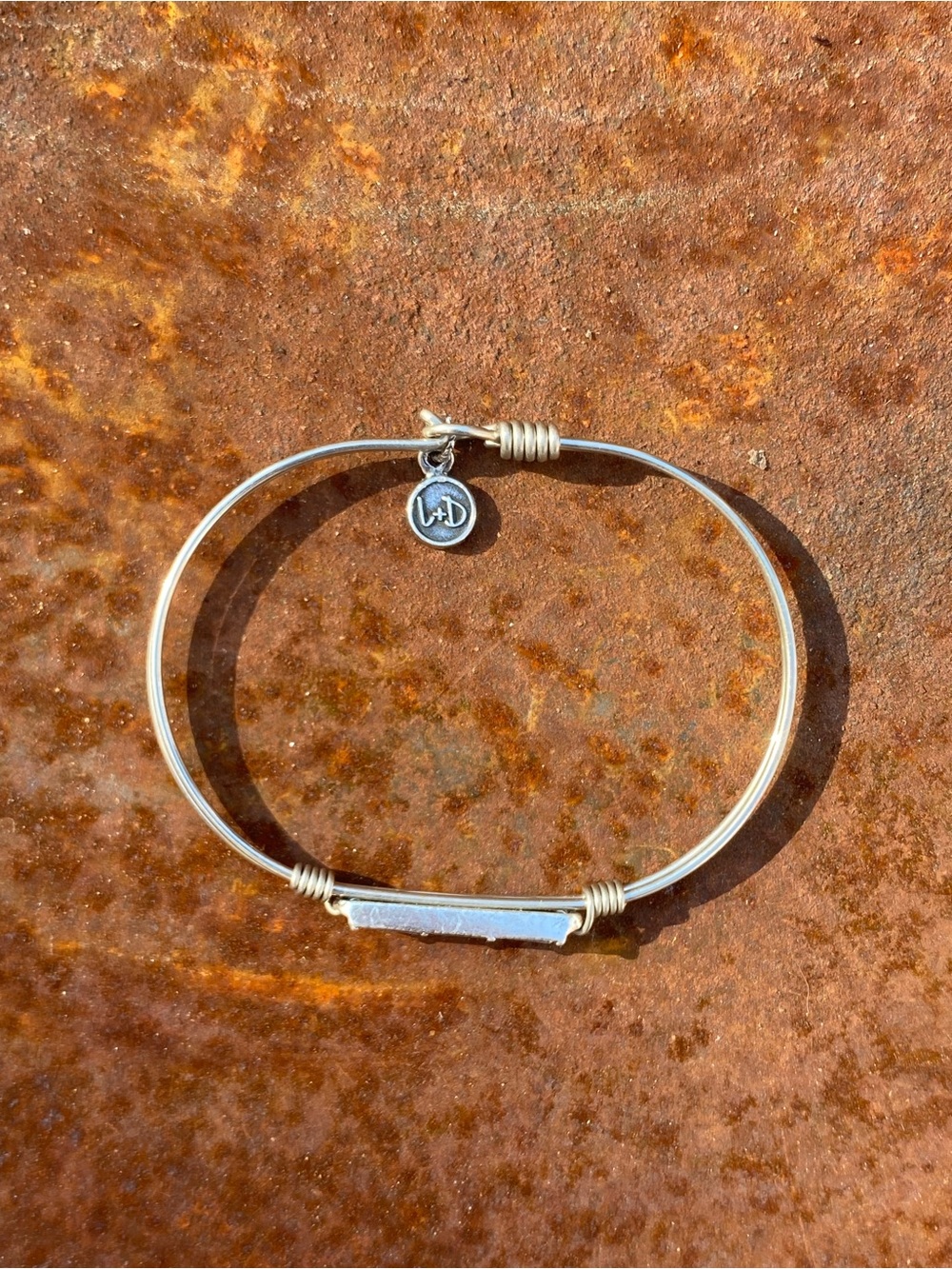 Luca + Danni Silver Baguette Crystal Bar Wire-Wrapped Bracelet Dainty Bangle - Picture 14 of 16